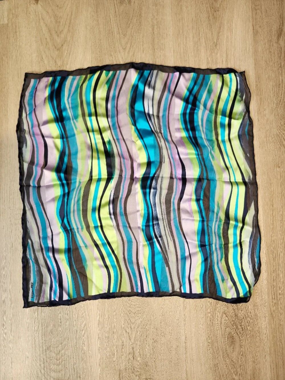 🚨 Vintage Bill Blass Scarf 20x20 Striped Chiffon Sheer Lightweight Retro Pastel